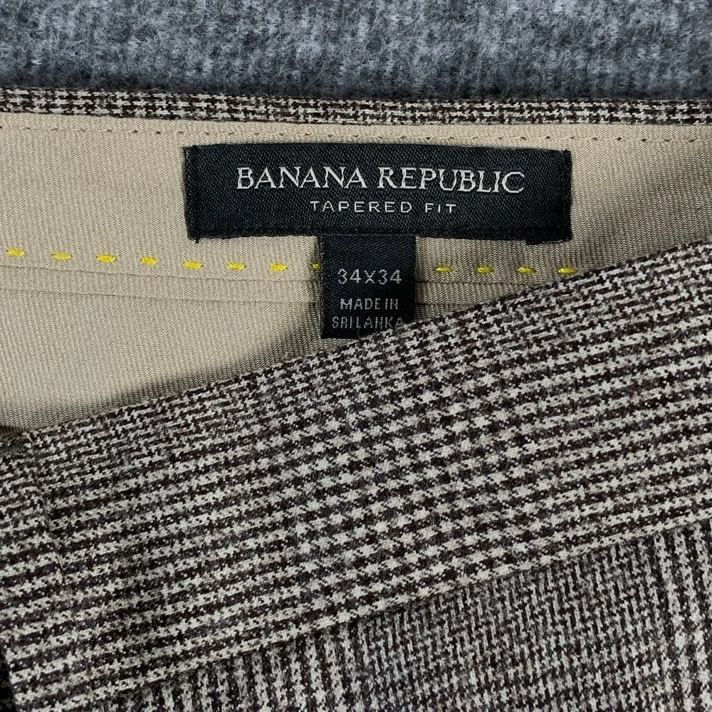 Banana Republic Wool Pant Men 34x33 Vitale Barberis Flannel Houndstooth Check